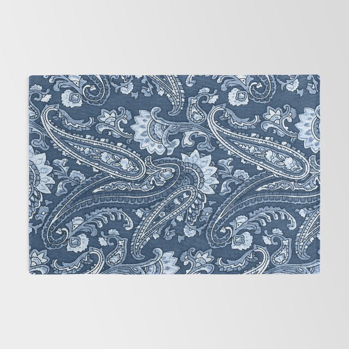 Blue indigo paisley Rug Gallery Image 2