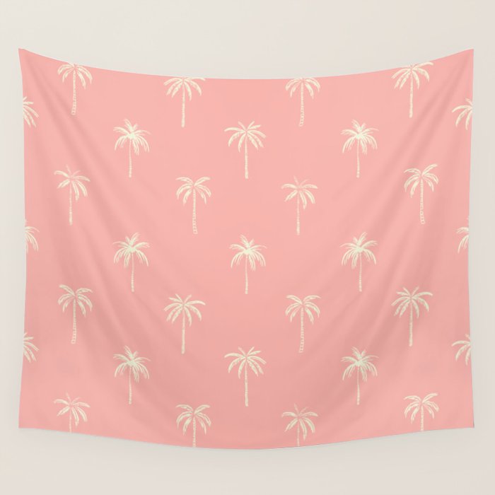 Vintage palm tree beach doodle pattern Wall Tapestry Gallery Image 4