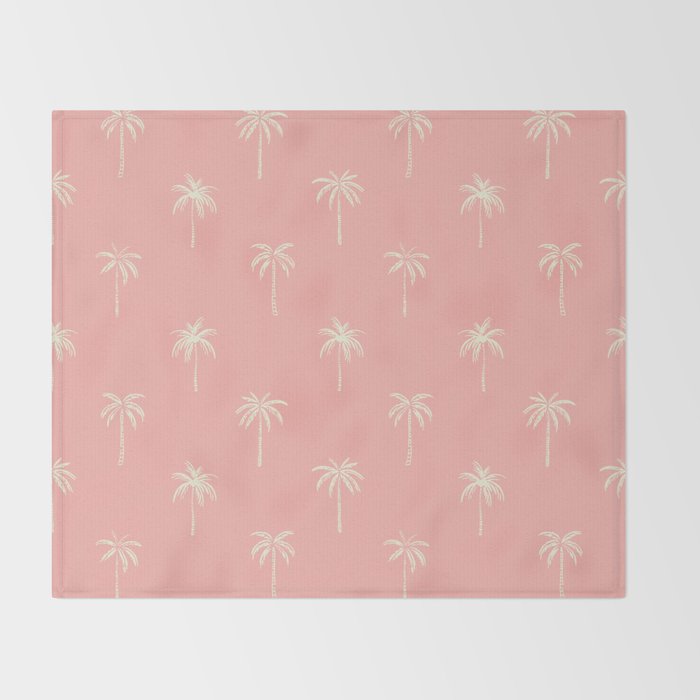 Vintage palm tree beach doodle pattern Throw Blanket Gallery Image 2