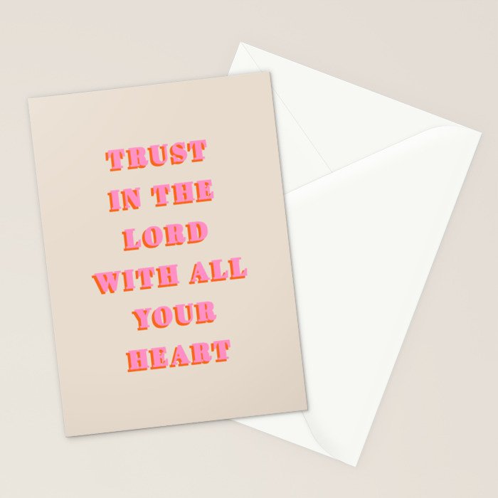 Trust In The Lord With All Your Heart Proverbs 3:5-6 Bible Verse Scripture Wall Art Christian Quote Stationery Card Gallery Image 2