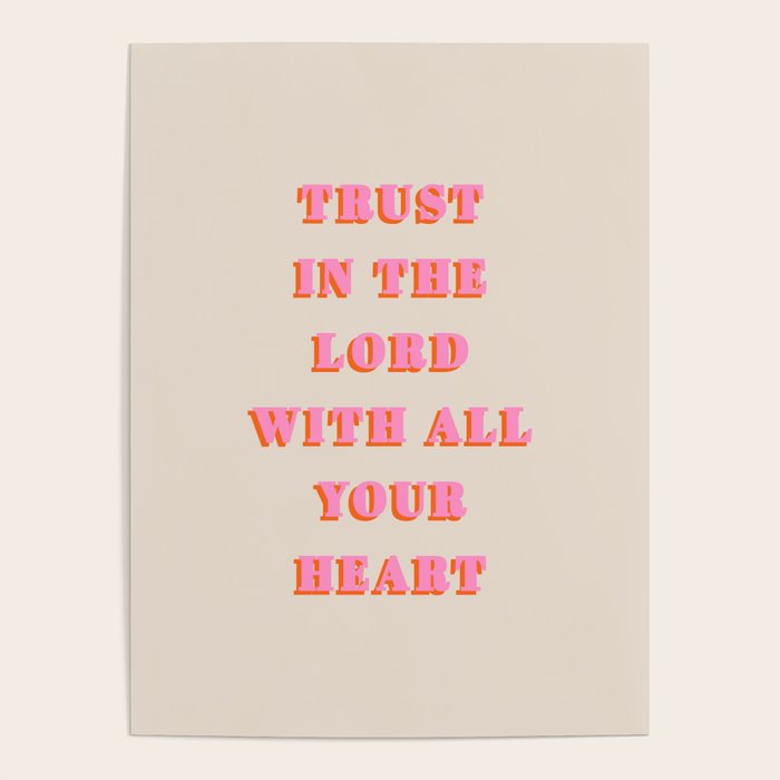 Trust In The Lord With All Your Heart Proverbs 3:5-6 Bible Verse Scripture Wall Art Christian Quote Poster Gallery Image 1