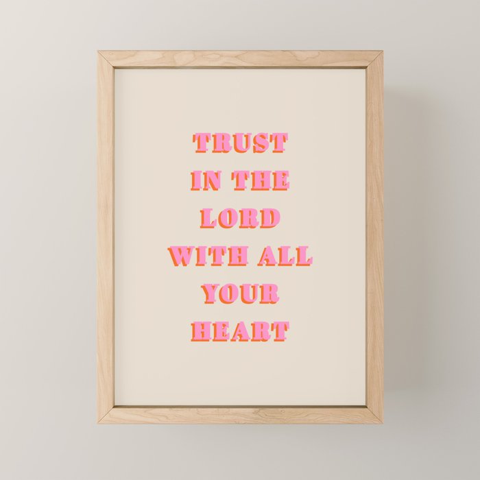 Trust In The Lord With All Your Heart Proverbs 3:5-6 Bible Verse Scripture Wall Art Christian Quote Mini Art Print