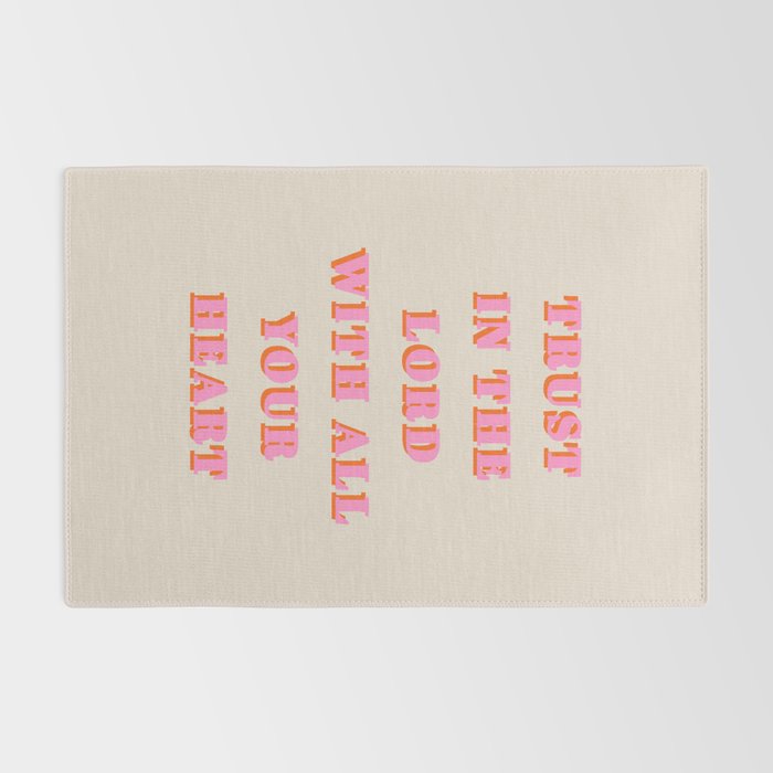 Trust In The Lord With All Your Heart Proverbs 3:5-6 Bible Verse Scripture Wall Art Christian Quote Rug Gallery Image 2