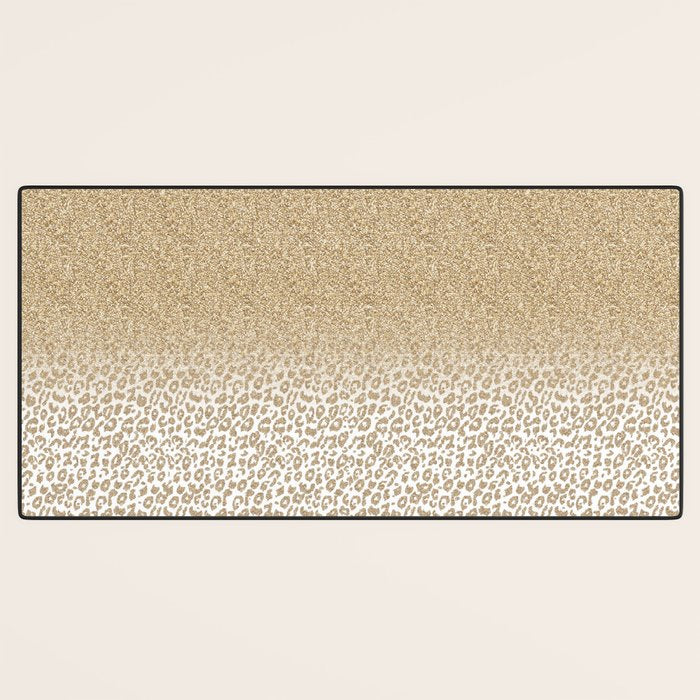 Trendy Gold Glitter and Leopard Print Gradient Desk Mat Gallery Image 3