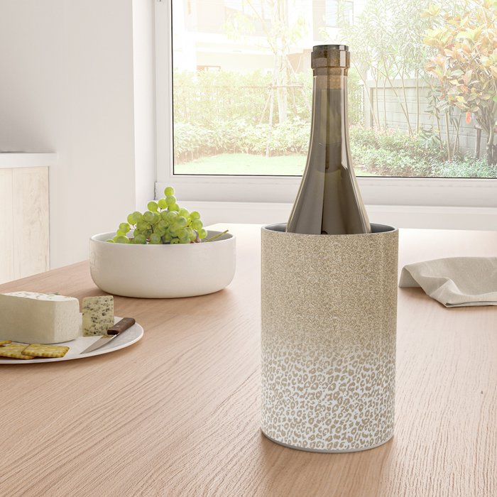 Trendy Gold Glitter and Leopard Print Gradient Wine Chiller Gallery Image 4