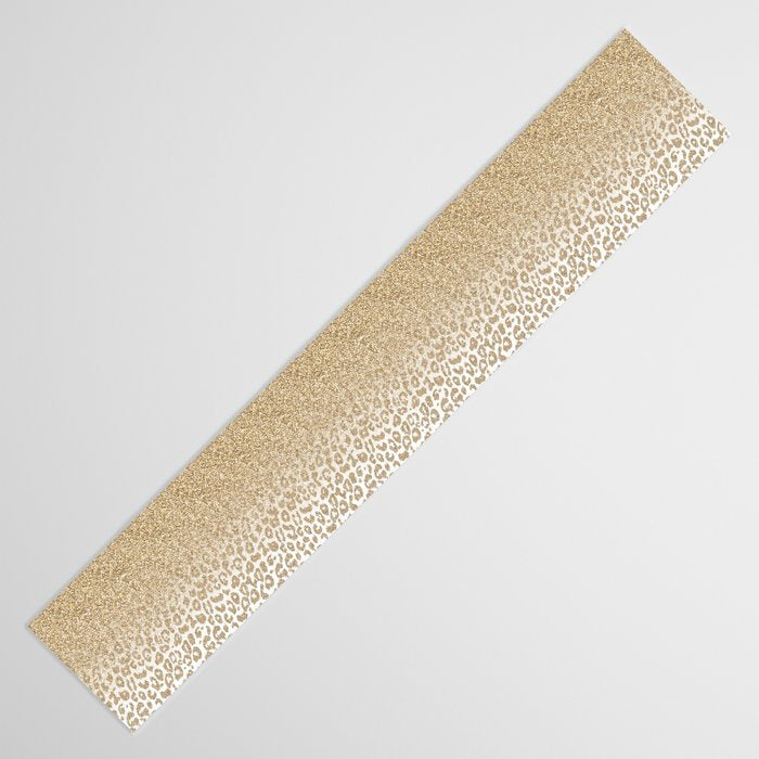 Trendy Gold Glitter and Leopard Print Gradient Table Runner Gallery Image 3