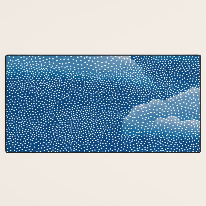 Navy Blue Japanese Painting Abstract Polkadot Art Wabi Sabi Cloud Print Minimalist Japandi Poster Desk Mat Gallery Image 3