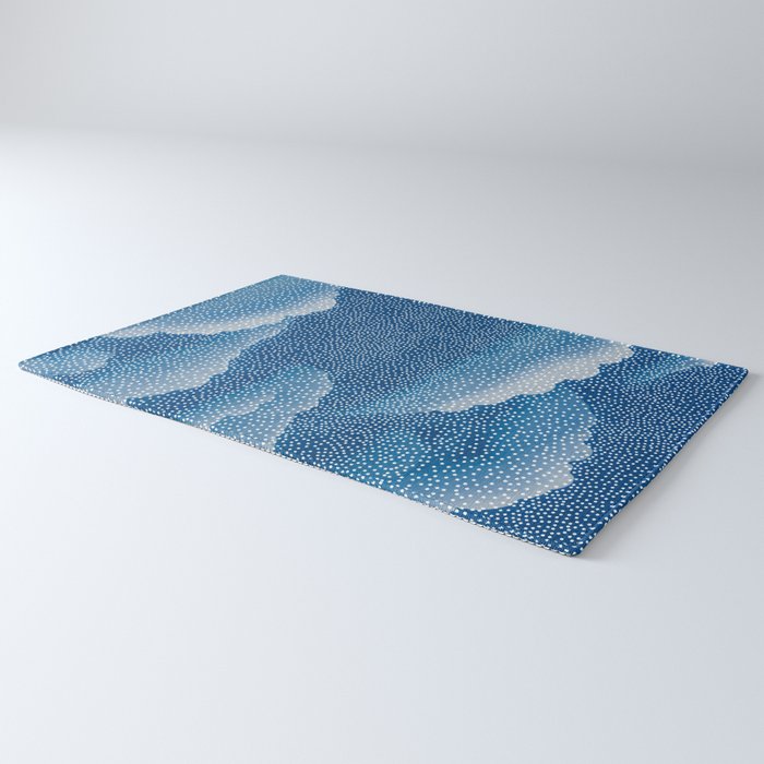Navy Blue Japanese Painting Abstract Polkadot Art Wabi Sabi Cloud Print Minimalist Japandi Poster Rug Gallery Image 3