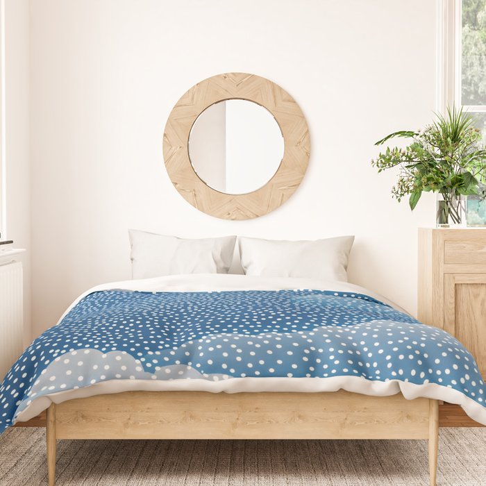 Navy Blue Japanese Painting Abstract Polkadot Art Wabi Sabi Cloud Print Minimalist Japandi Poster Duvet Cover Gallery Image 3