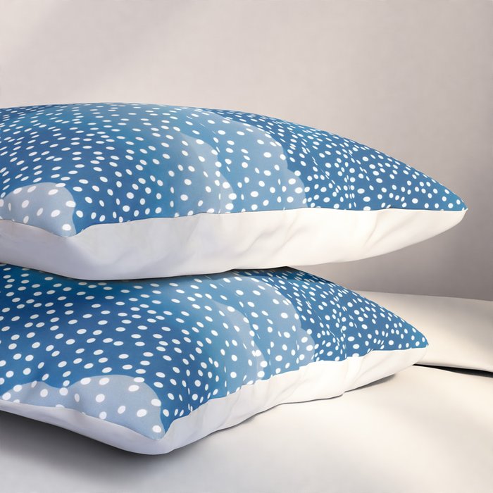 Navy Blue Japanese Painting Abstract Polkadot Art Wabi Sabi Cloud Print Minimalist Japandi Poster Pillow Sham Gallery Image 3