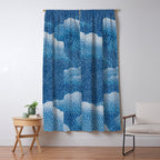 Navy Blue Japanese Painting Abstract Polkadot Art Wabi Sabi Cloud Print Minimalist Japandi Poster Window Curtain Gallery Image 5