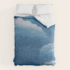 Navy Blue Japanese Painting Abstract Polkadot Art Wabi Sabi Cloud Print Minimalist Japandi Poster Comforter Gallery Image 6