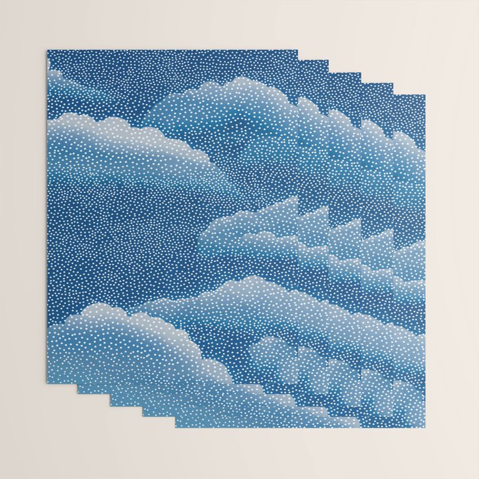 Navy Blue Japanese Painting Abstract Polkadot Art Wabi Sabi Cloud Print Minimalist Japandi Poster Wrapping Paper Gallery Image 3