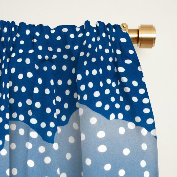 Navy Blue Japanese Painting Abstract Polkadot Art Wabi Sabi Cloud Print Minimalist Japandi Poster Window Curtain Gallery Image 2