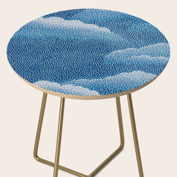 Navy Blue Japanese Painting Abstract Polkadot Art Wabi Sabi Cloud Print Minimalist Japandi Poster Side Table Gallery Image 2