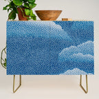 Navy Blue Japanese Painting Abstract Polkadot Art Wabi Sabi Cloud Print Minimalist Japandi Poster Credenza Gallery Image 1
