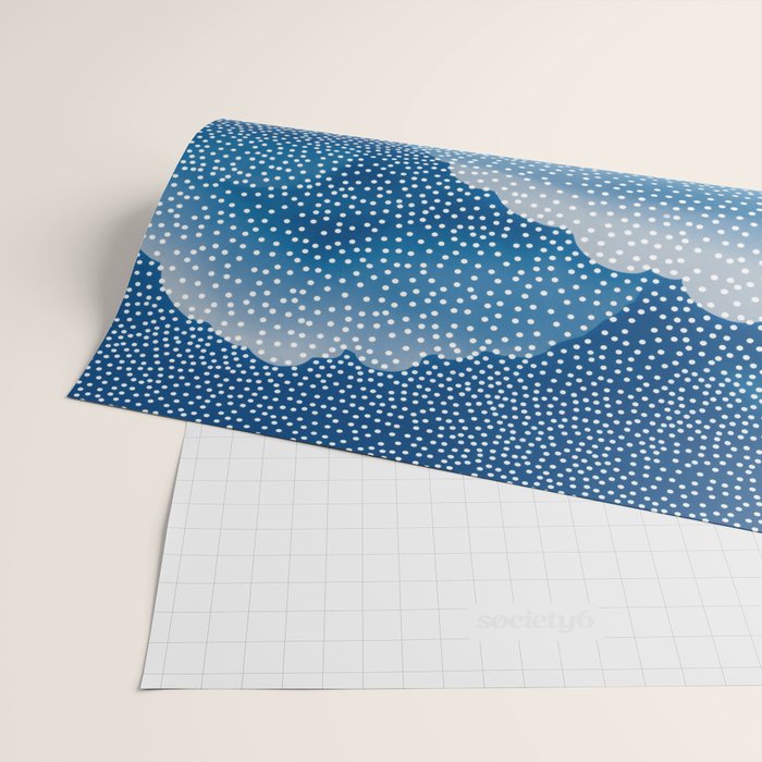 Navy Blue Japanese Painting Abstract Polkadot Art Wabi Sabi Cloud Print Minimalist Japandi Poster Wrapping Paper Gallery Image 2