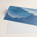 Navy Blue Japanese Painting Abstract Polkadot Art Wabi Sabi Cloud Print Minimalist Japandi Poster Wrapping Paper Gallery Image 2