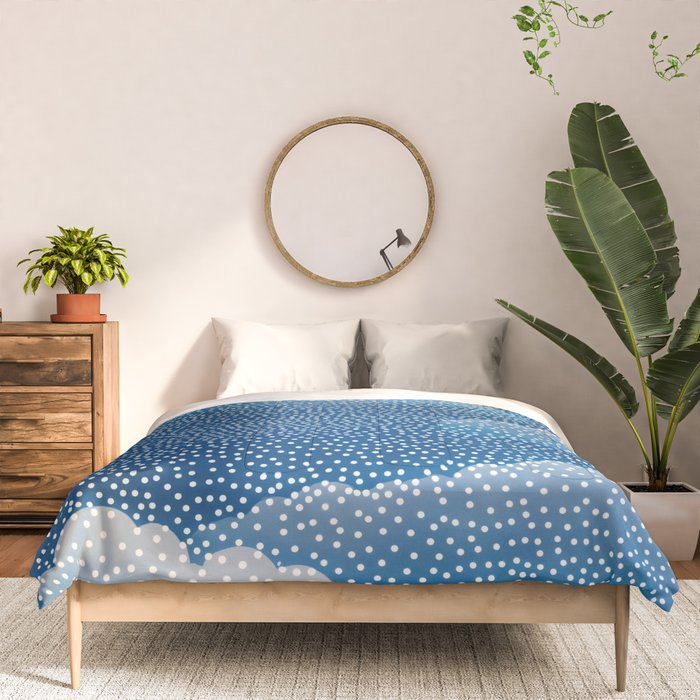 Navy Blue Japanese Painting Abstract Polkadot Art Wabi Sabi Cloud Print Minimalist Japandi Poster Comforter Gallery Image 3