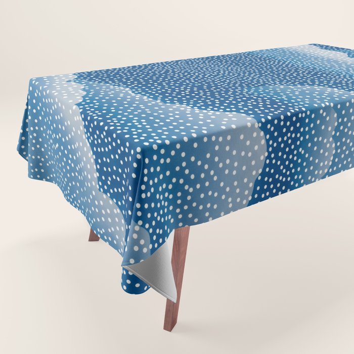 Navy Blue Japanese Painting Abstract Polkadot Art Wabi Sabi Cloud Print Minimalist Japandi Poster Tablecloth Gallery Image 1