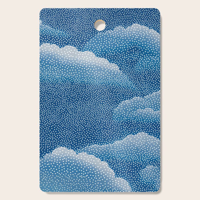 Navy Blue Japanese Painting Abstract Polkadot Art Wabi Sabi Cloud Print Minimalist Japandi Poster Cutting Board Gallery Image 1