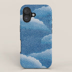 Navy Blue Japanese Painting Abstract Polkadot Art Wabi Sabi Cloud Print Minimalist Japandi Poster iPhone Case Gallery Image 1