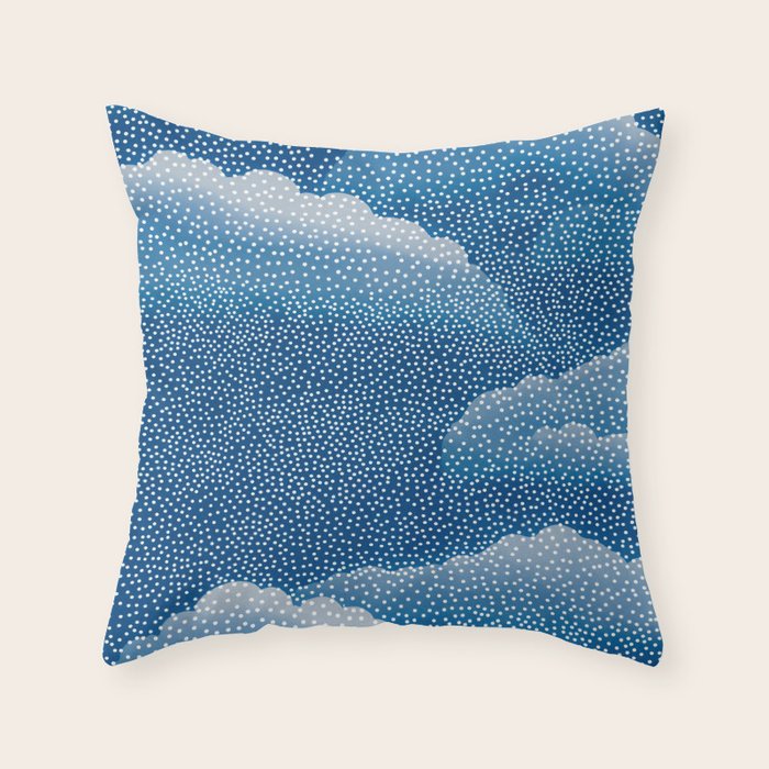 Navy Blue Japanese Painting Abstract Polkadot Art Wabi Sabi Cloud Print Minimalist Japandi Poster Throw Pillow Gallery Image 6