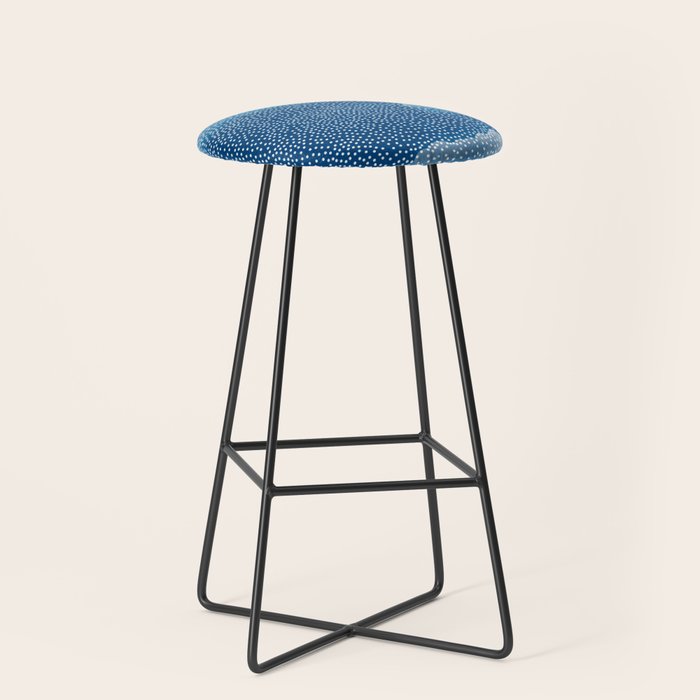 Navy Blue Japanese Painting Abstract Polkadot Art Wabi Sabi Cloud Print Minimalist Japandi Poster Stool Gallery Image 1