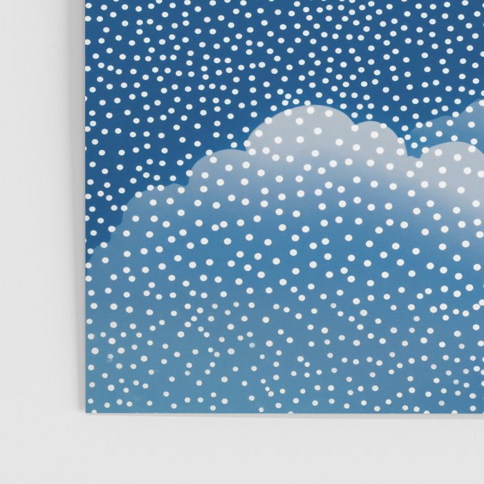 Navy Blue Japanese Painting Abstract Polkadot Art Wabi Sabi Cloud Print Minimalist Japandi Poster Poster Gallery Image 3