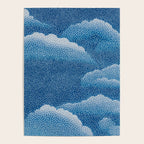 Navy Blue Japanese Painting Abstract Polkadot Art Wabi Sabi Cloud Print Minimalist Japandi Poster Poster Gallery Image 4