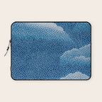 Navy Blue Japanese Painting Abstract Polkadot Art Wabi Sabi Cloud Print Minimalist Japandi Poster Laptop Sleeve Gallery Image 1