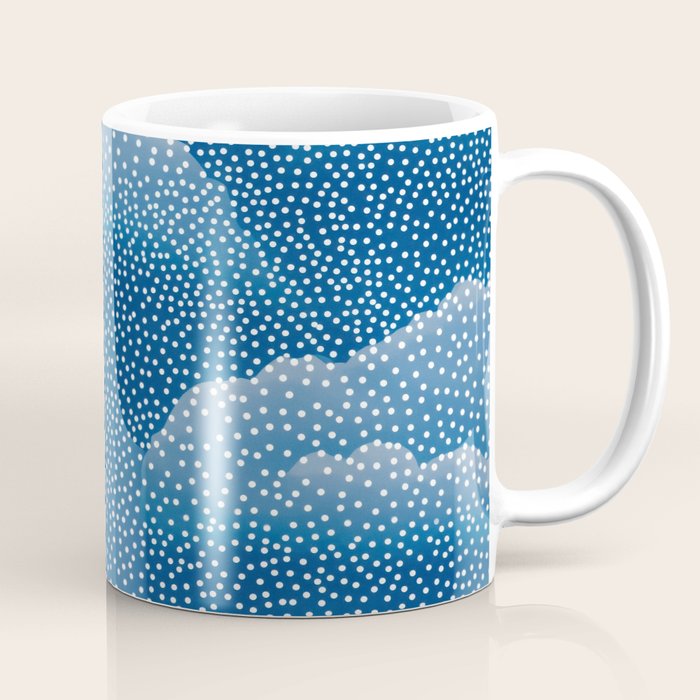 Navy Blue Japanese Painting Abstract Polkadot Art Wabi Sabi Cloud Print Minimalist Japandi Poster Coffee Mug Gallery Image 1
