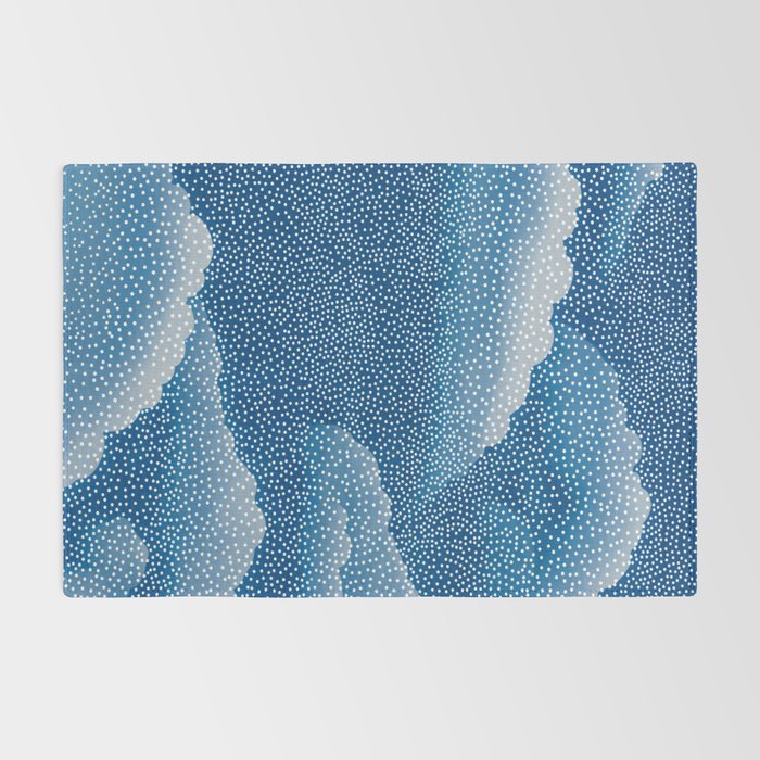 Navy Blue Japanese Painting Abstract Polkadot Art Wabi Sabi Cloud Print Minimalist Japandi Poster Rug Gallery Image 2