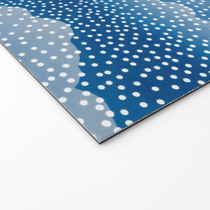 Navy Blue Japanese Painting Abstract Polkadot Art Wabi Sabi Cloud Print Minimalist Japandi Poster Welcome Mat Gallery Image 2