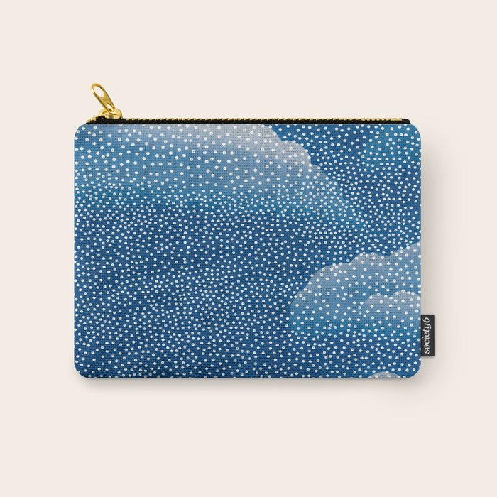 Navy Blue Japanese Painting Abstract Polkadot Art Wabi Sabi Cloud Print Minimalist Japandi Poster Carry All Pouch Gallery Image 1
