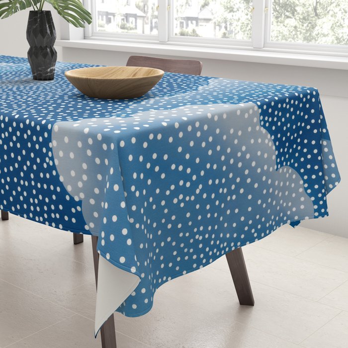 Navy Blue Japanese Painting Abstract Polkadot Art Wabi Sabi Cloud Print Minimalist Japandi Poster Tablecloth Gallery Image 3