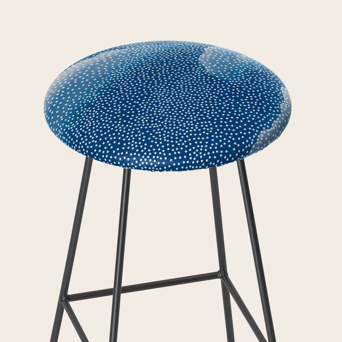 Navy Blue Japanese Painting Abstract Polkadot Art Wabi Sabi Cloud Print Minimalist Japandi Poster Stool Gallery Image 2
