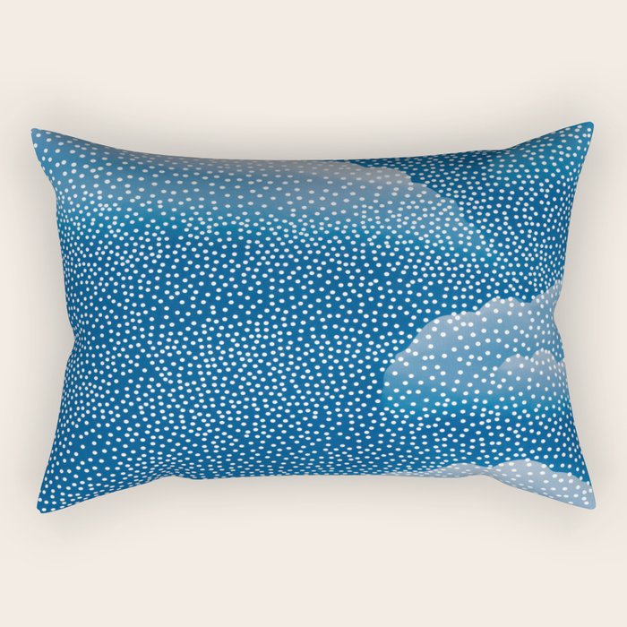 Navy Blue Japanese Painting Abstract Polkadot Art Wabi Sabi Cloud Print Minimalist Japandi Poster Rectangular Pillow Gallery Image 2