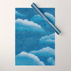 Navy Blue Japanese Painting Abstract Polkadot Art Wabi Sabi Cloud Print Minimalist Japandi Poster Wrapping Paper Gallery Image 1