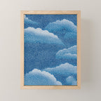 Navy Blue Japanese Painting Abstract Polkadot Art Wabi Sabi Cloud Print Minimalist Japandi Poster Mini Art Print Gallery Image 1