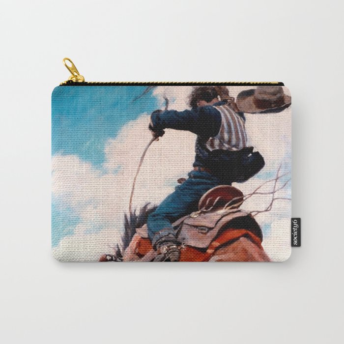 Vintage Western Painting âBuckingâ by N C Wyeth Carry All Pouch Gallery Image 1