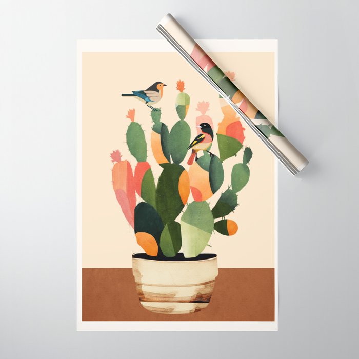 Cactus & Birds 1 Wrapping Paper Gallery Image 1