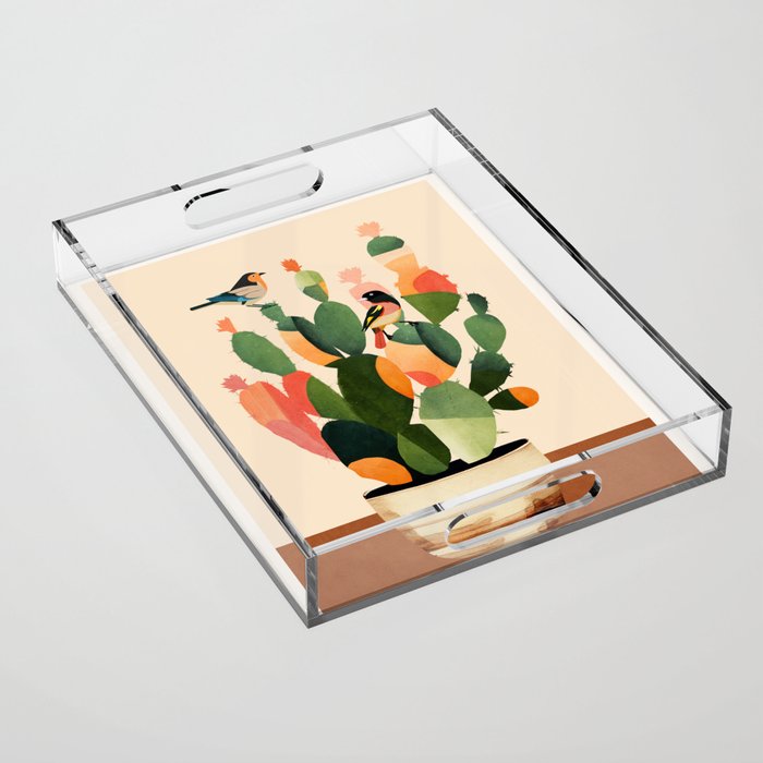 Cactus & Birds 1 Acrylic Tray Gallery Image 1