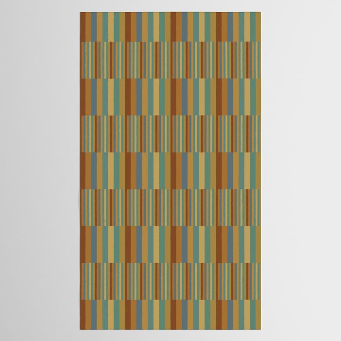 Mixed Stripes Pattern XX Retro Earthy Tablecloth Gallery Image 2