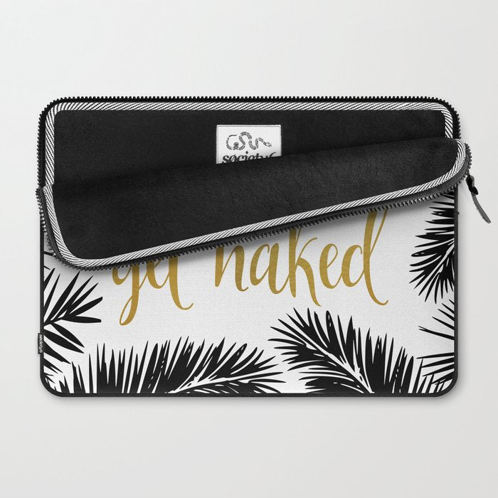 Get Naked, Bathroom Art, Black and White, Palms Print, Meme Laptop Sleeve Gallery Image 2