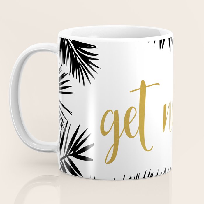 Get Naked, Bathroom Art, Black and White, Palms Print, Meme Coffee Mug Gallery Image 3