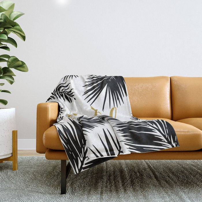 Get Naked, Bathroom Art, Black and White, Palms Print, Meme Throw Blanket Gallery Image 1