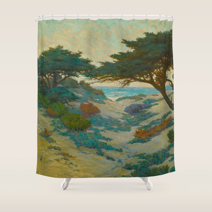 Granville Redmond Carmel Coast Oil Painting Vintage American Art Shower Curtain Gallery Image 1