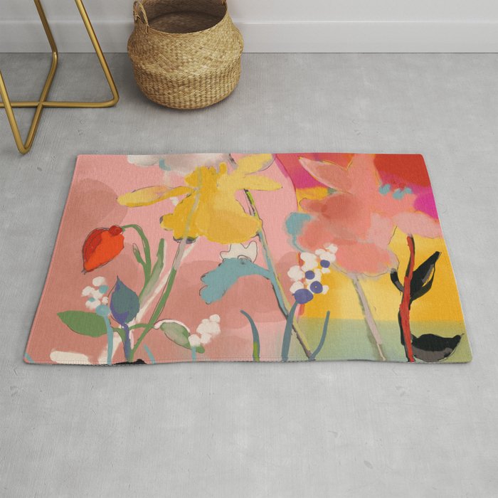 blooming abstract pink Rug Gallery Image 1