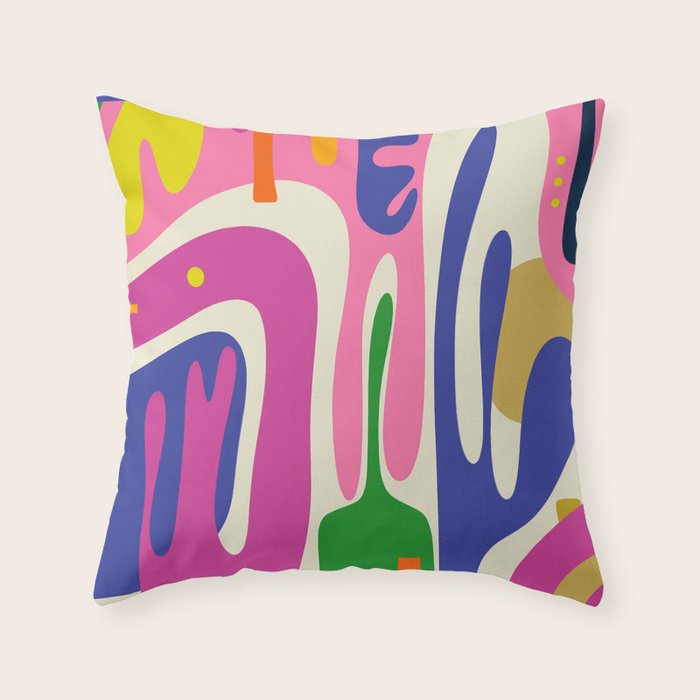 Jazz Garden Colorful Mid Century Modern Maximalist Abstract Throw Pillow Gallery Image 6